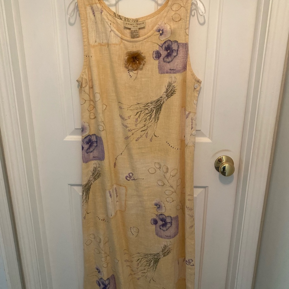 Sweet Jessie Vintage Linen Floral Dress